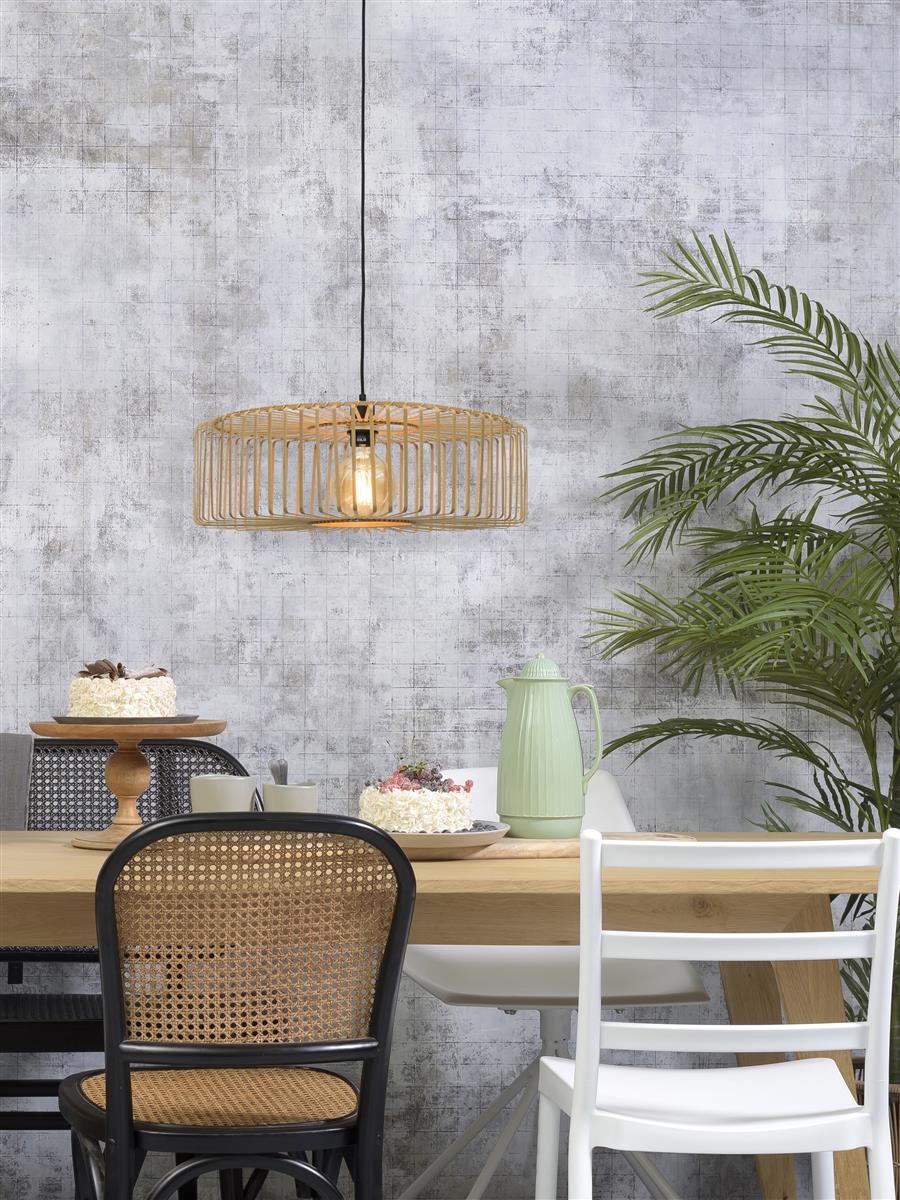 Good&Mojo I Hängeleuchte I BROMO I Farbe: Natur/Schwarz I Schirm: Ø60 x 18