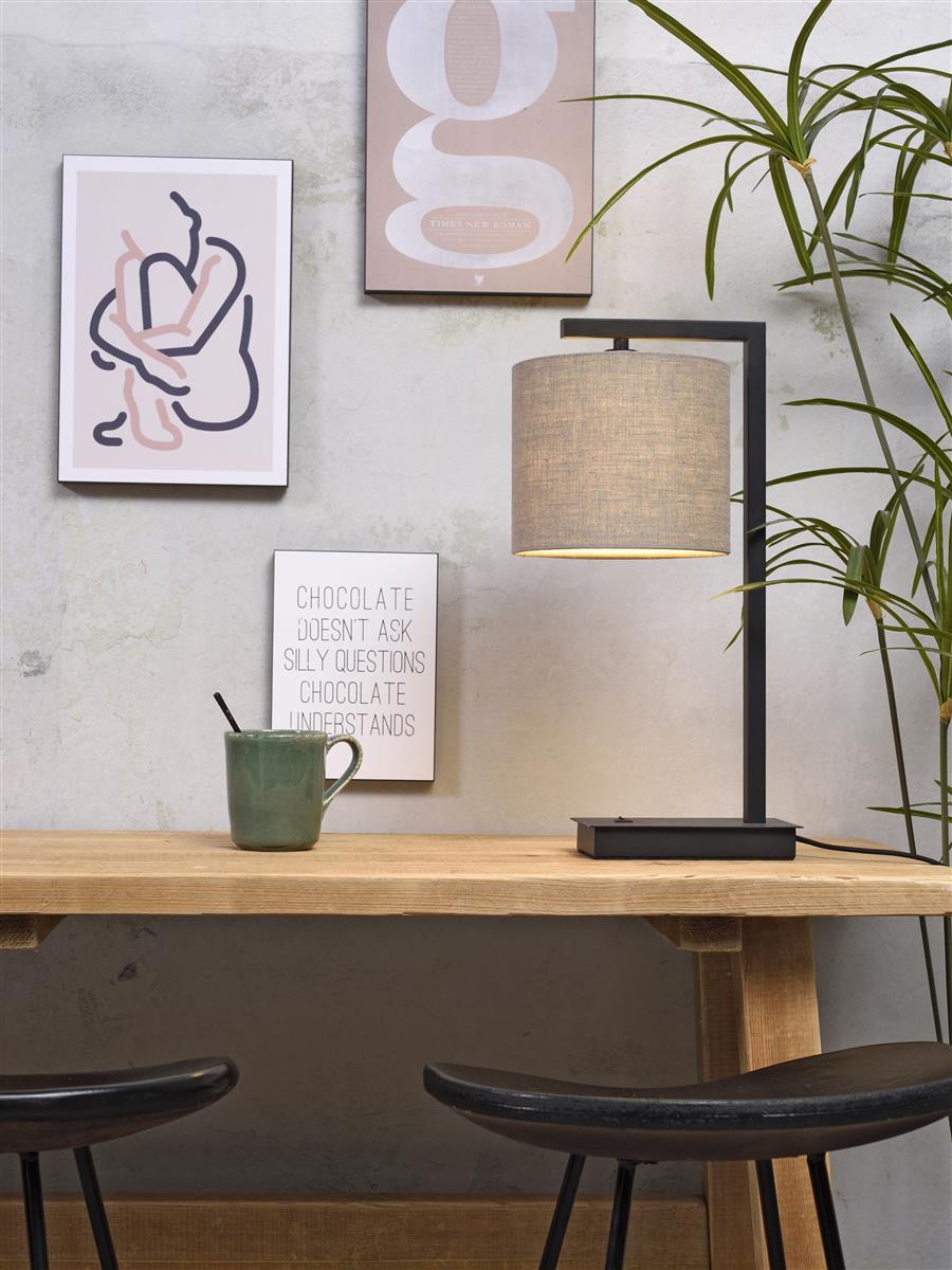 it's about RoMi I Tischleuchte I BOSTON I Farbe: dunkles Leinen I Schirm: Ø18 x 15