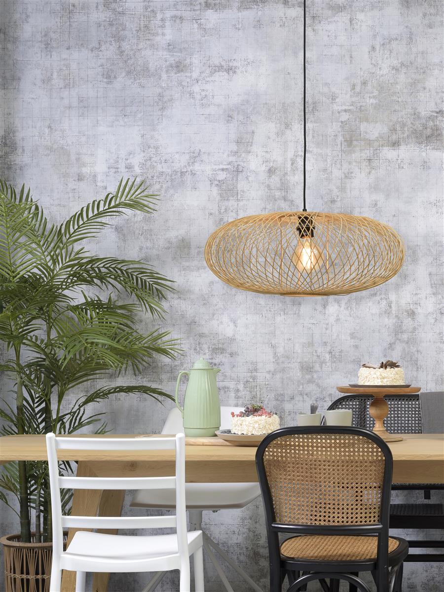 Good&Mojo I Hängeleuchte I CANGO I Farbe: Natur/Schwarz I Schirm: Ø60 x 25
