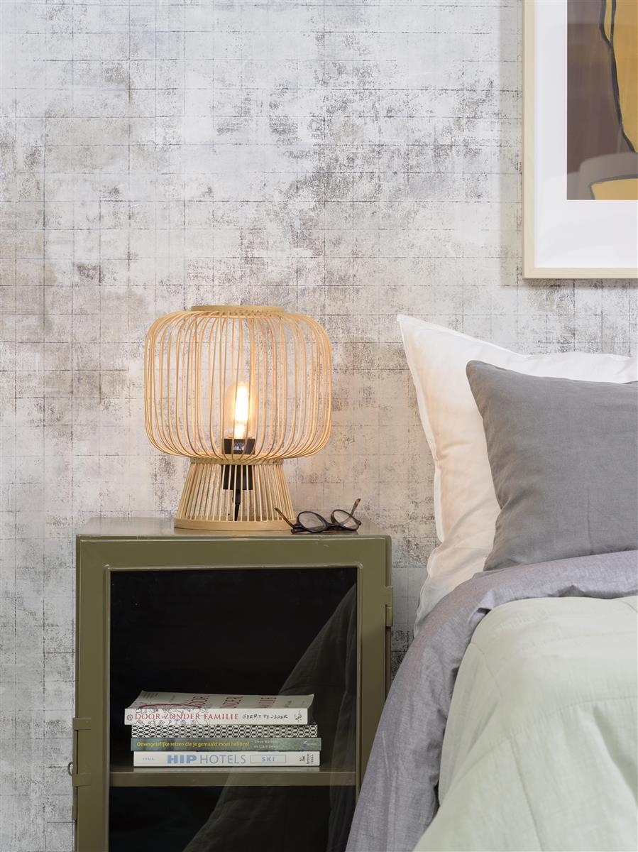 Good&Mojo I Tischleuchte I CANGO I Farbe: Natur/Schwarz I Schirm: Ø26 x 30