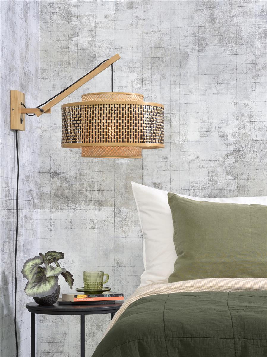 Good&Mojo I Wandleuchte I BHUTAN I Farbe: Natur/Schwarz I Schirm: Ø50 x 30