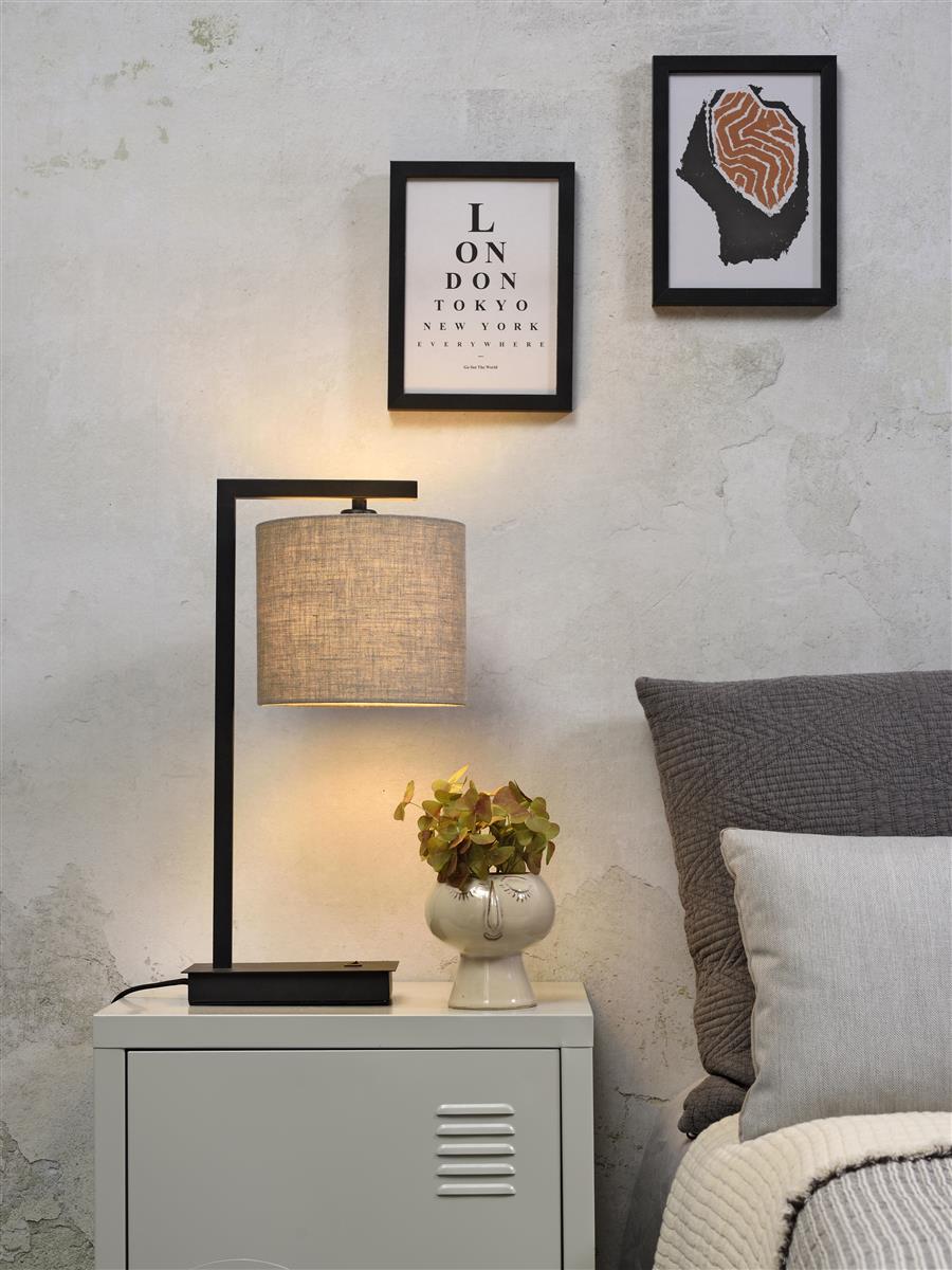 it's about RoMi I Tischleuchte I BOSTON I Farbe: dunkles Leinen I Schirm: Ø18 x 15