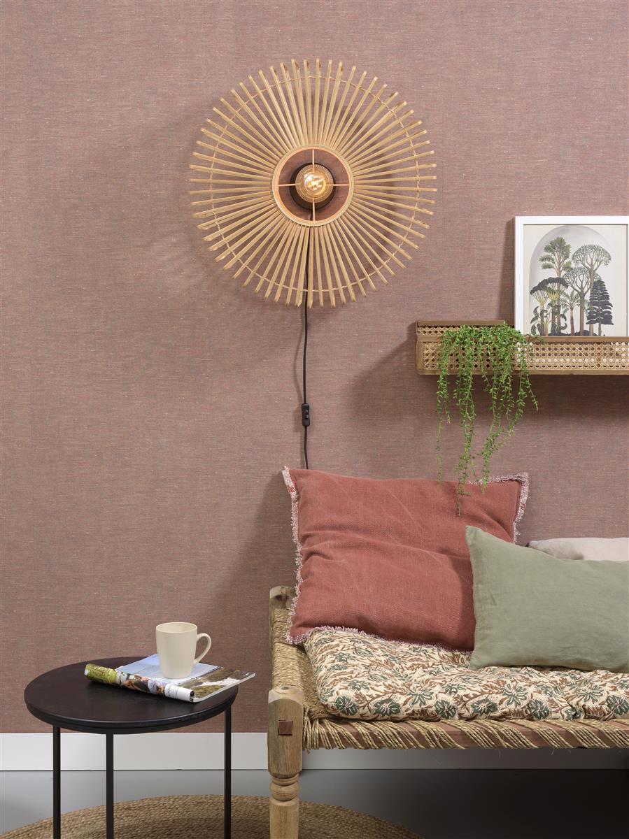 Good&Mojo I Wandleuchte I BROMO I Farbe: Natur/Schwarz I Schirm: Ø60 x 18