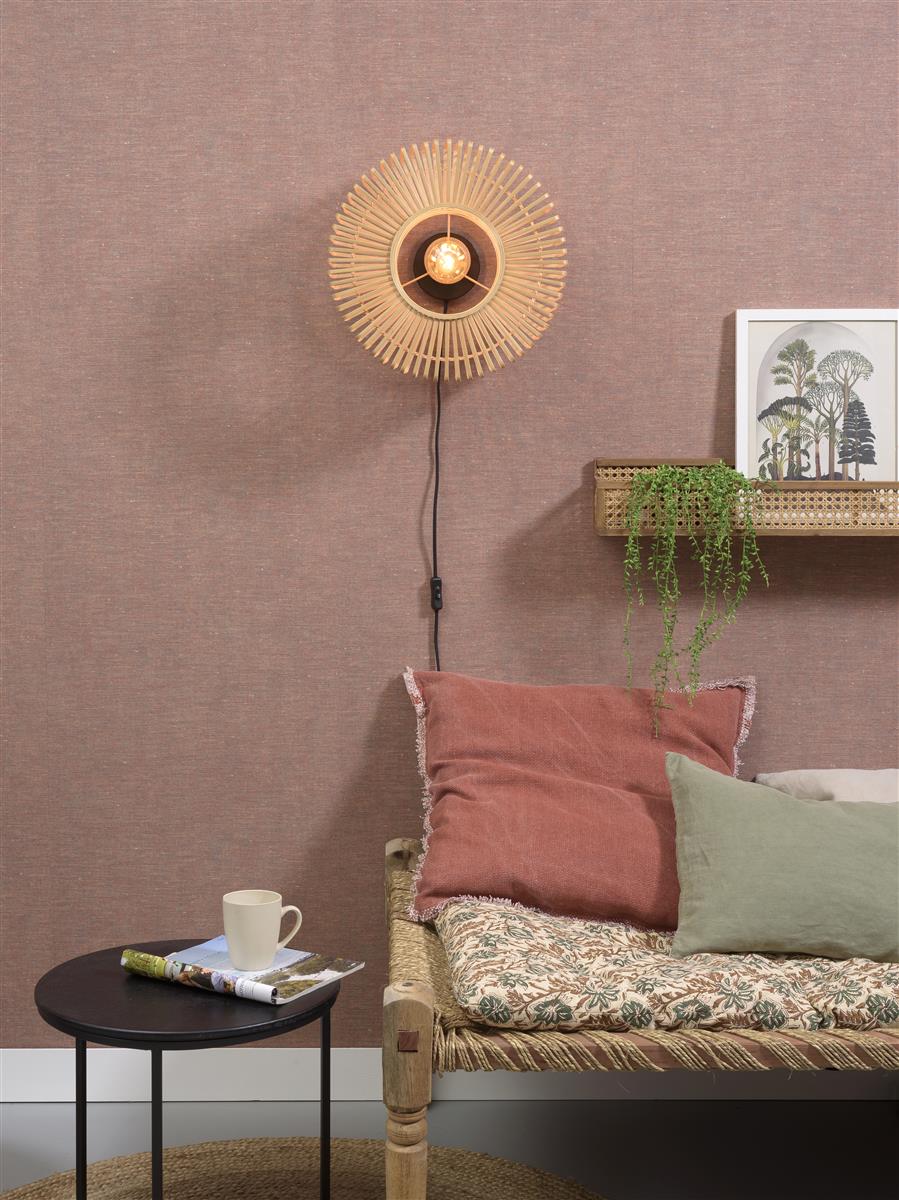 Good&Mojo I Wandleuchte I BROMO I Farbe: Natur/Schwarz I Schirm: Ø40 x 18