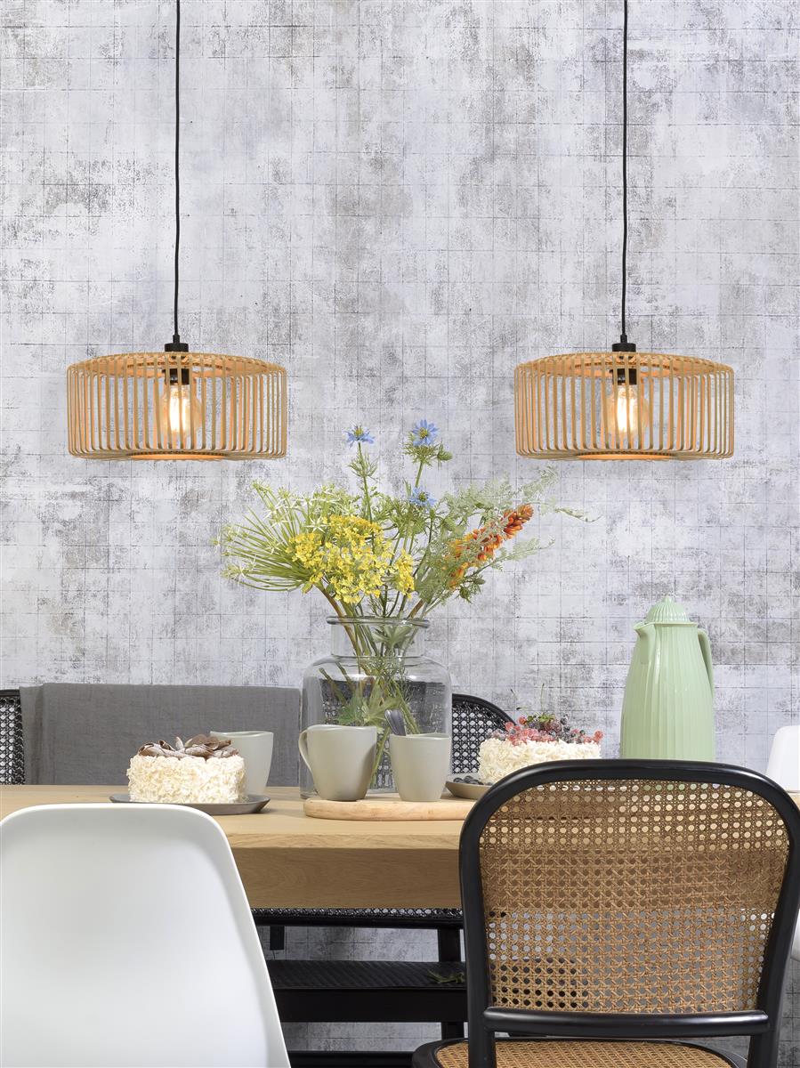 Good&Mojo I Hängeleuchte I BROMO I Farbe: Natur/Schwarz I Schirm: Ø40 x 18