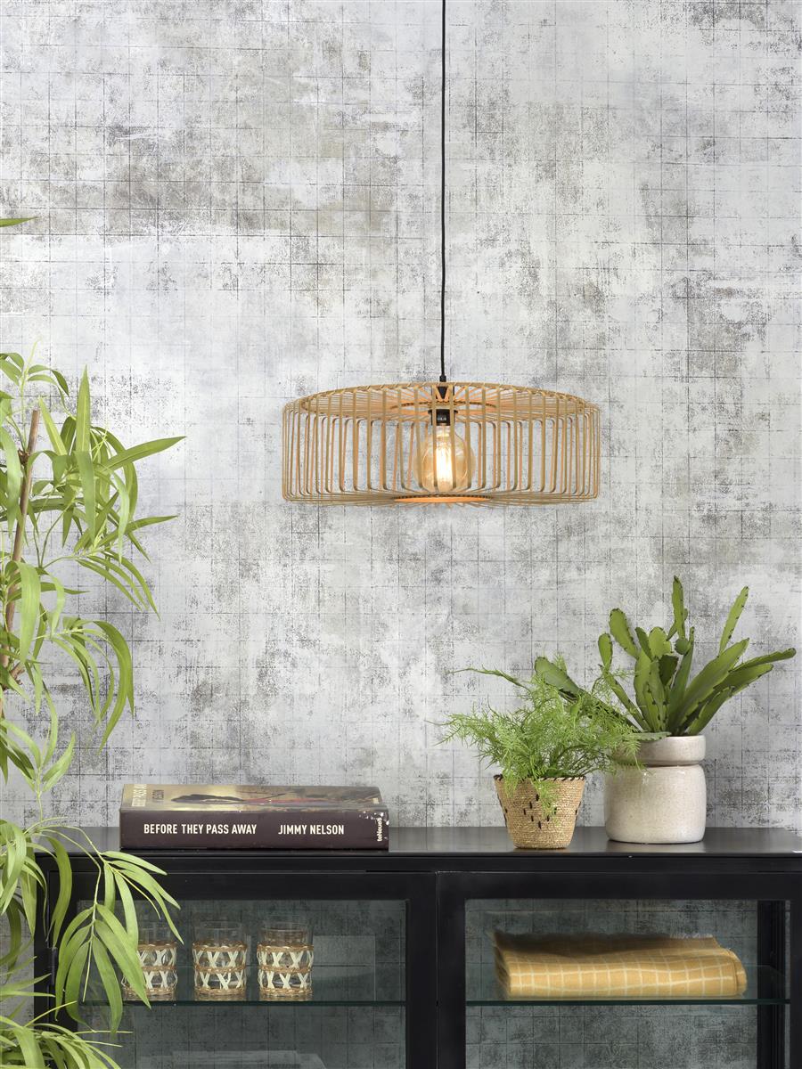 Good&Mojo I Hängeleuchte I BROMO I Farbe: Natur/Schwarz I Schirm: Ø60 x 18