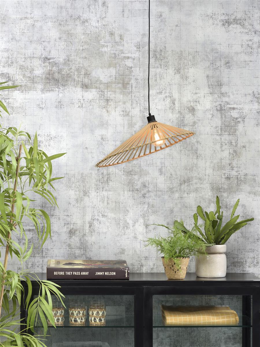 Good&Mojo I Hängeleuchte I BROMO I Farbe: Natur/Schwarz I Schirm: Ø60 x 14