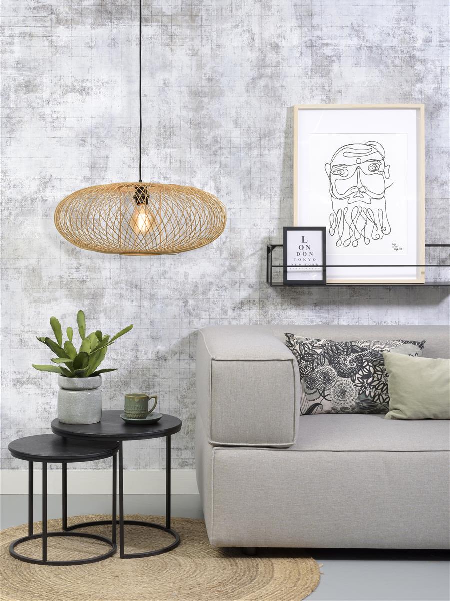 Good&Mojo I Hängeleuchte I CANGO I Farbe: Natur/Schwarz I Schirm: Ø60 x 25