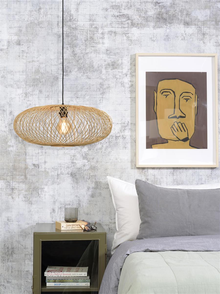 Good&Mojo I Hängeleuchte I CANGO I Farbe: Natur/Schwarz I Schirm: Ø60 x 25