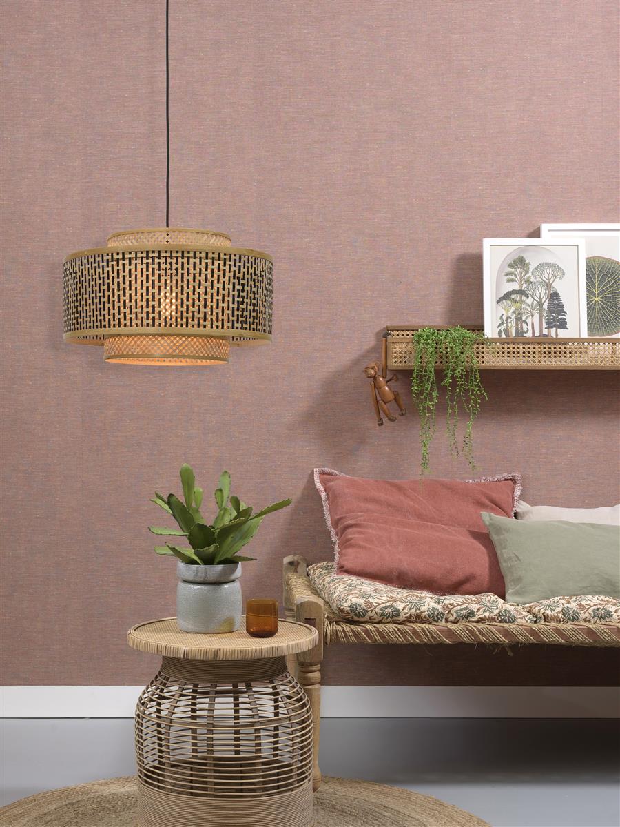 Good&Mojo I Hängeleuchte I BHUTAN I Farbe: Natur/Schwarz I Schirm: Ø50 x 30