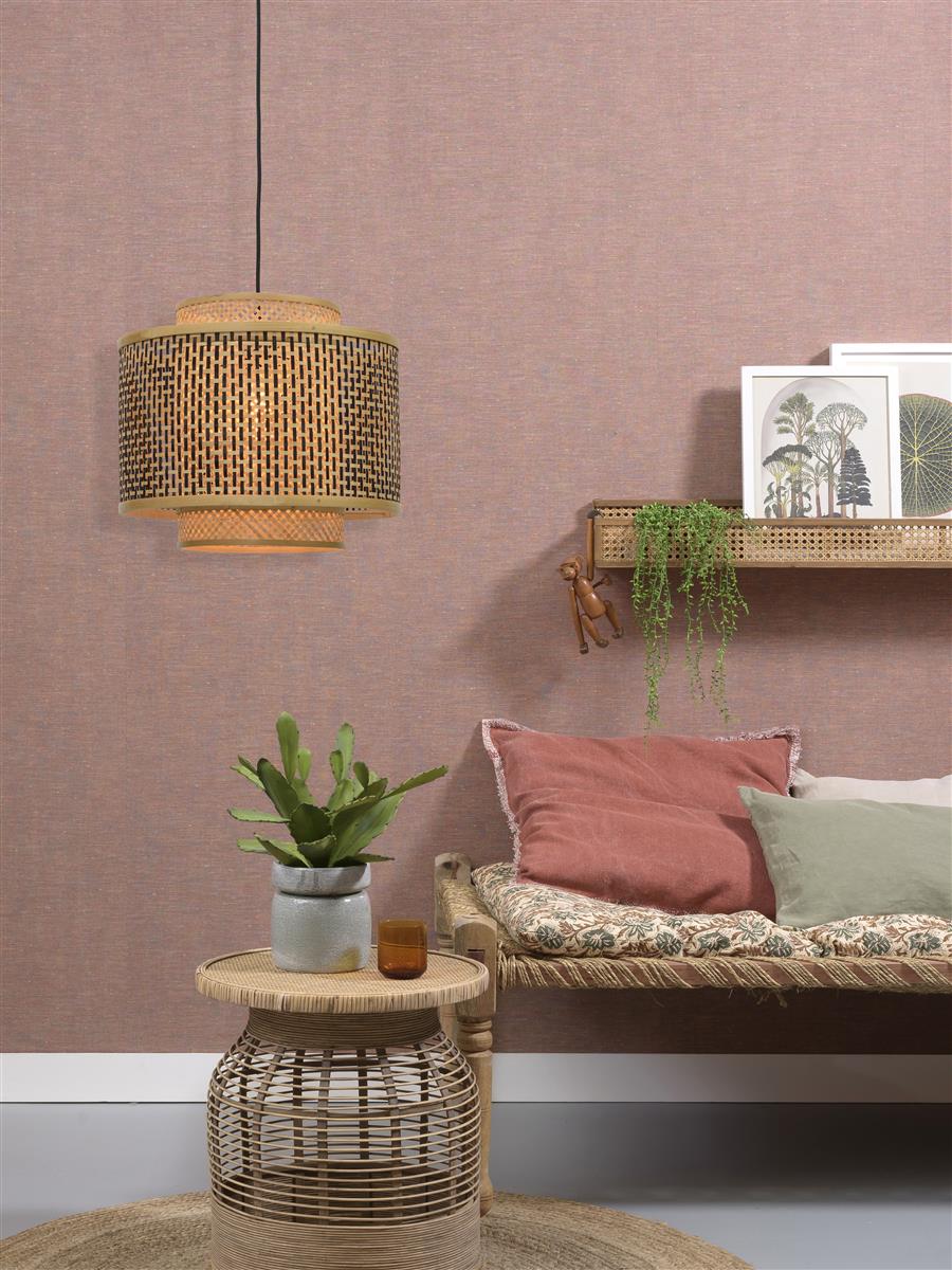 Good&Mojo I Hängeleuchte I BHUTAN I Farbe: Natur/Schwarz I Schirm: Ø40 x 34