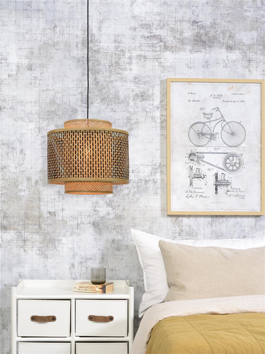 Good&Mojo I Hängeleuchte I BHUTAN I Farbe: Natur/Schwarz I Schirm: Ø40 x 34