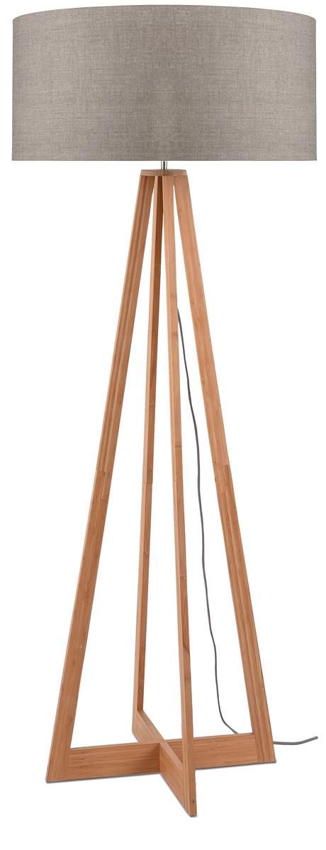 Good&Mojo I Stehleuchte I EVEREST I Farbe: dunkles Leinen I Schirm: Ø60 x 30