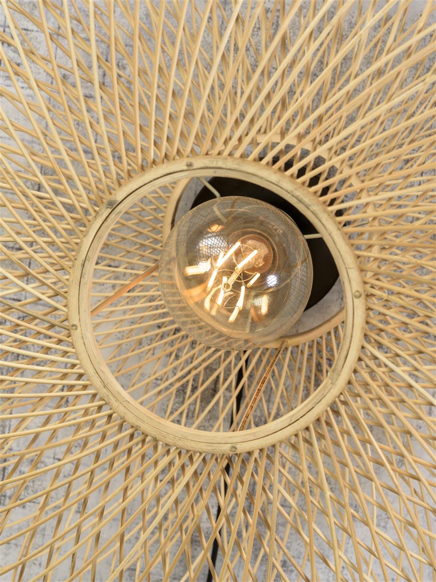 Good&Mojo I Wandleuchte I CANGO I Farbe: Natur/Schwarz I Schirm: Ø60 x 25