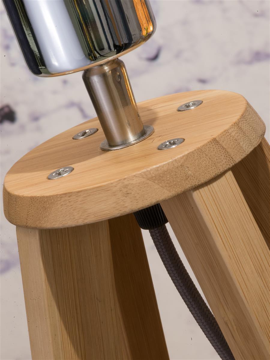 Good&Mojo I Tischleuchte I EVEREST I Farbe: helles Leinen I Schirm: Ø32 x 20