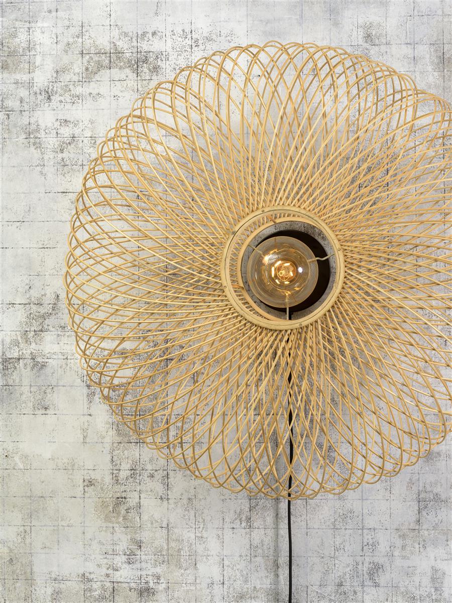 Good&Mojo I Wandleuchte I CANGO I Farbe: Natur/Schwarz I Schirm: Ø60 x 25