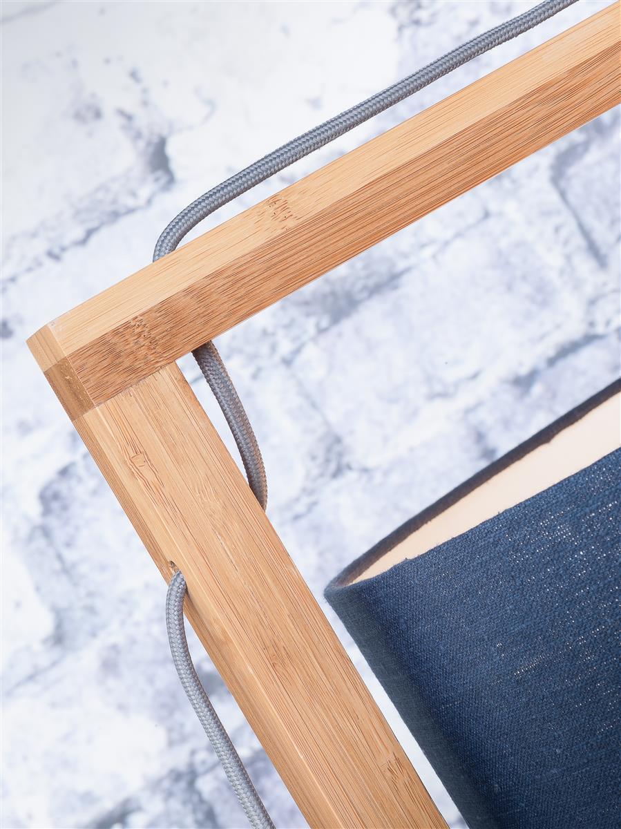 Good&Mojo I Stehleuchte I HIMALAYA I Farbe: blaues Denim I Schirm: Ø47 x 23