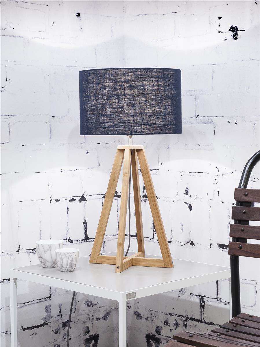 Good&Mojo I Tischleuchte I EVEREST I Farbe: blaues Denim I Schirm: Ø32 x 20