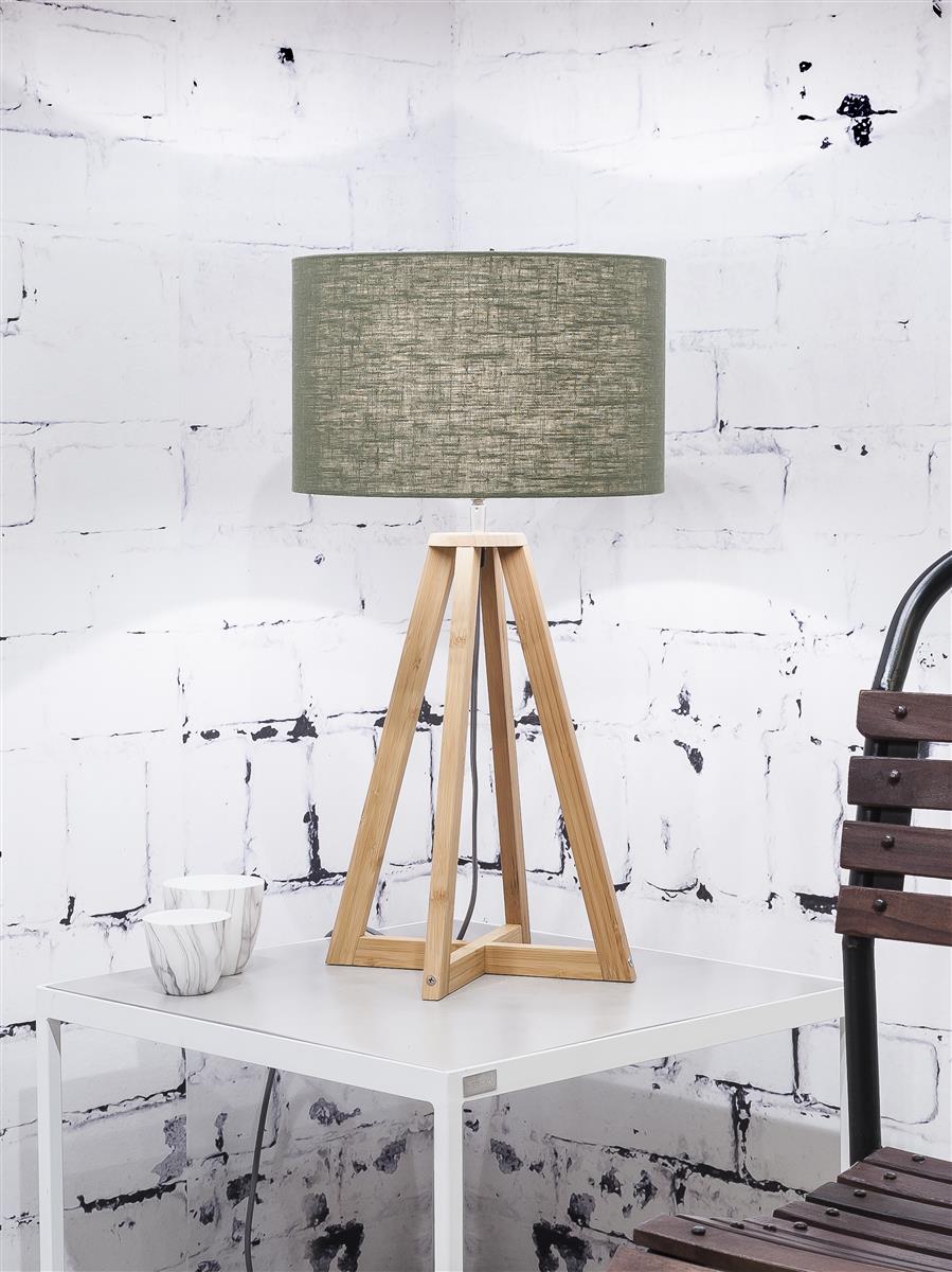 Good&Mojo I Tischleuchte I EVEREST I Farbe: Grüner Wald I Schirm: Ø32 x 20