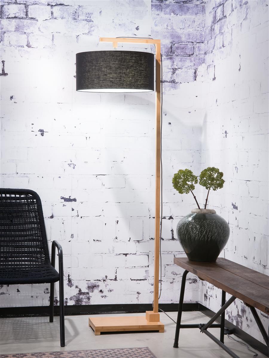 Good&Mojo I Stehleuchte I HIMALAYA I Farbe: Schwarz I Schirm: Ø47 x 23