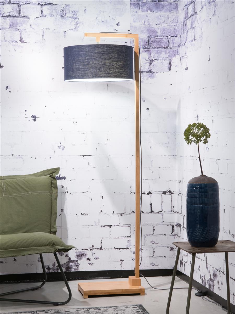 Good&Mojo I Stehleuchte I HIMALAYA I Farbe: blaues Denim I Schirm: Ø47 x 23