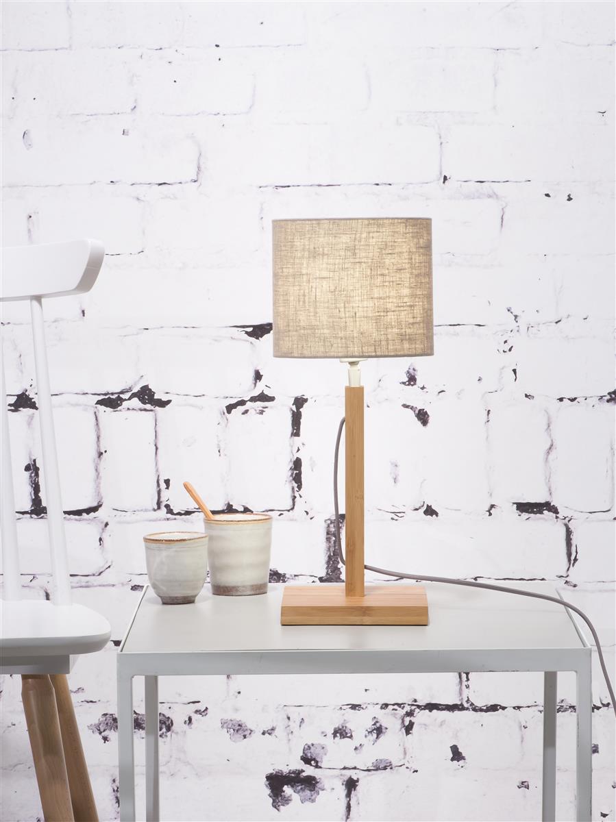 Good&Mojo I Tischleuchte I FUJI I Farbe: helles Leinen I Schirm: Ø18 x 15