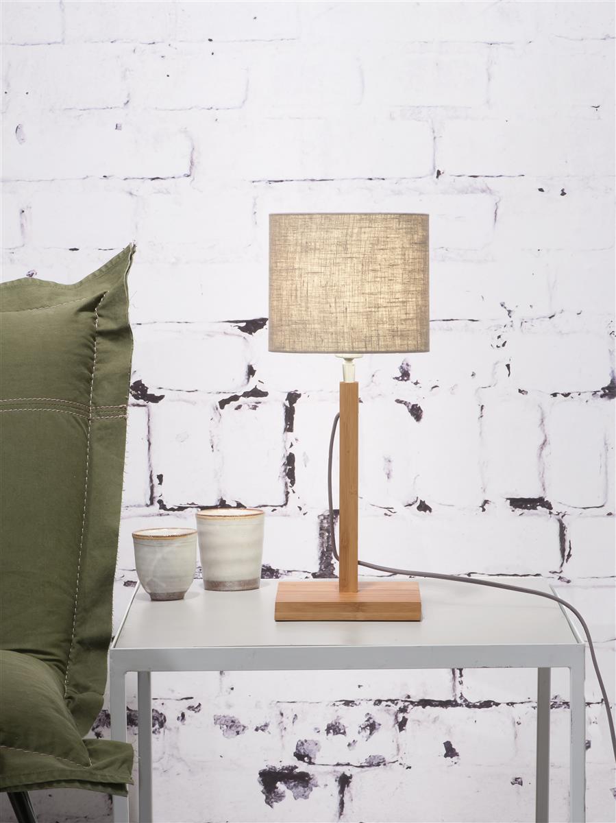 Good&Mojo I Tischleuchte I FUJI I Farbe: dunkles Leinen I Schirm: Ø18 x 15