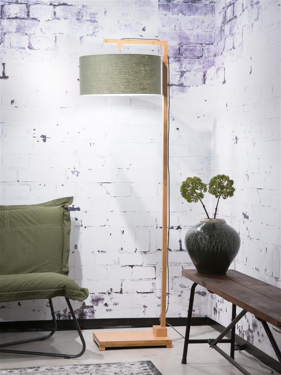 Good&Mojo I Stehleuchte I HIMALAYA I Farbe: Grüner Wald I Schirm: Ø47 x 23