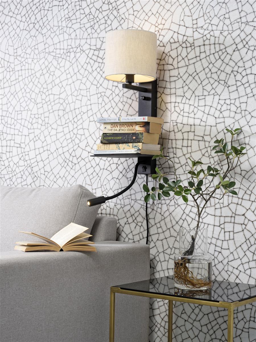 it's about RoMi I Wandleuchte I FLORENCE I Farbe: helles Leinen I Schirm: Ø18 x 15