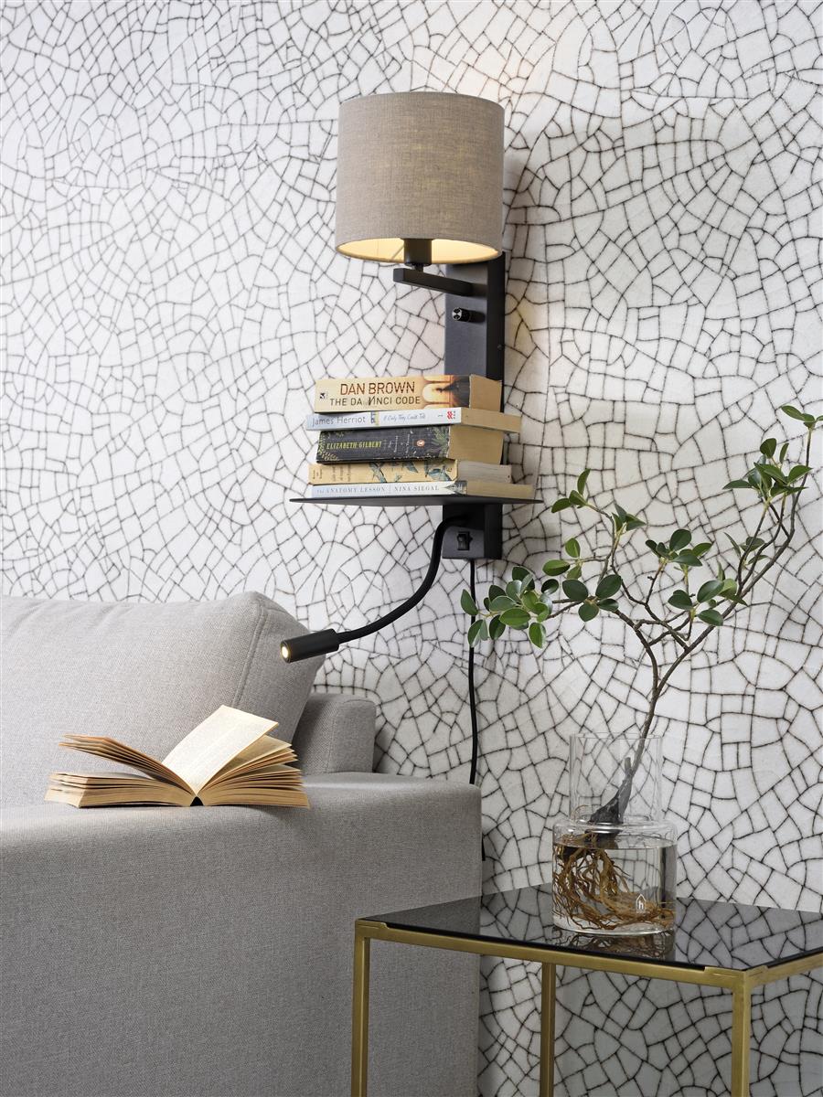 it's about RoMi I Wandleuchte I FLORENCE I Farbe: dunkles Leinen I Schirm: Ø18 x 15