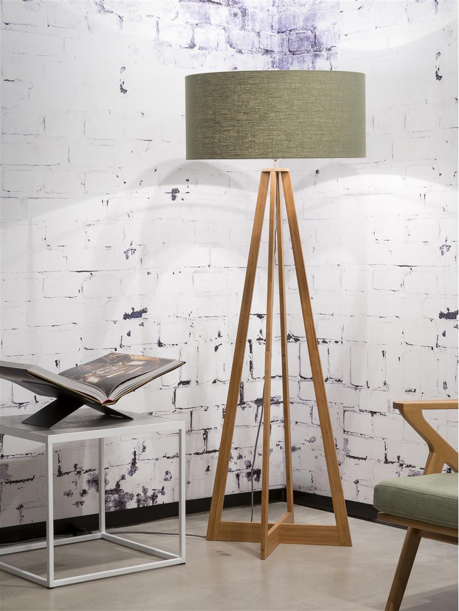 Good&Mojo I Stehleuchte I EVEREST I Farbe: Grüner Wald I Schirm: Ø60 x 30