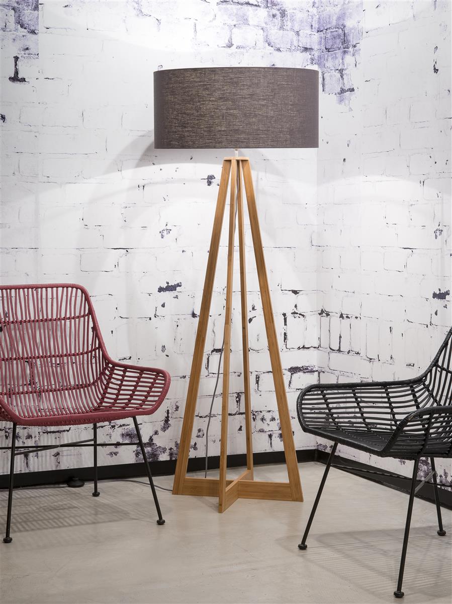 Good&Mojo I Stehleuchte I EVEREST I Farbe: Dunkelgrau I Schirm: Ø60 x 30