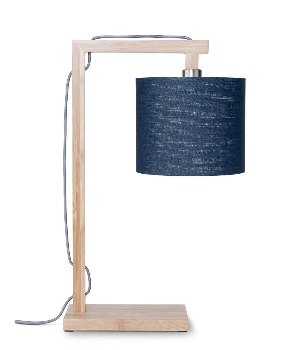 Good&Mojo I Tischleuchte I HIMALAYA I Farbe: blaues Denim I Schirm: Ø18 x 15