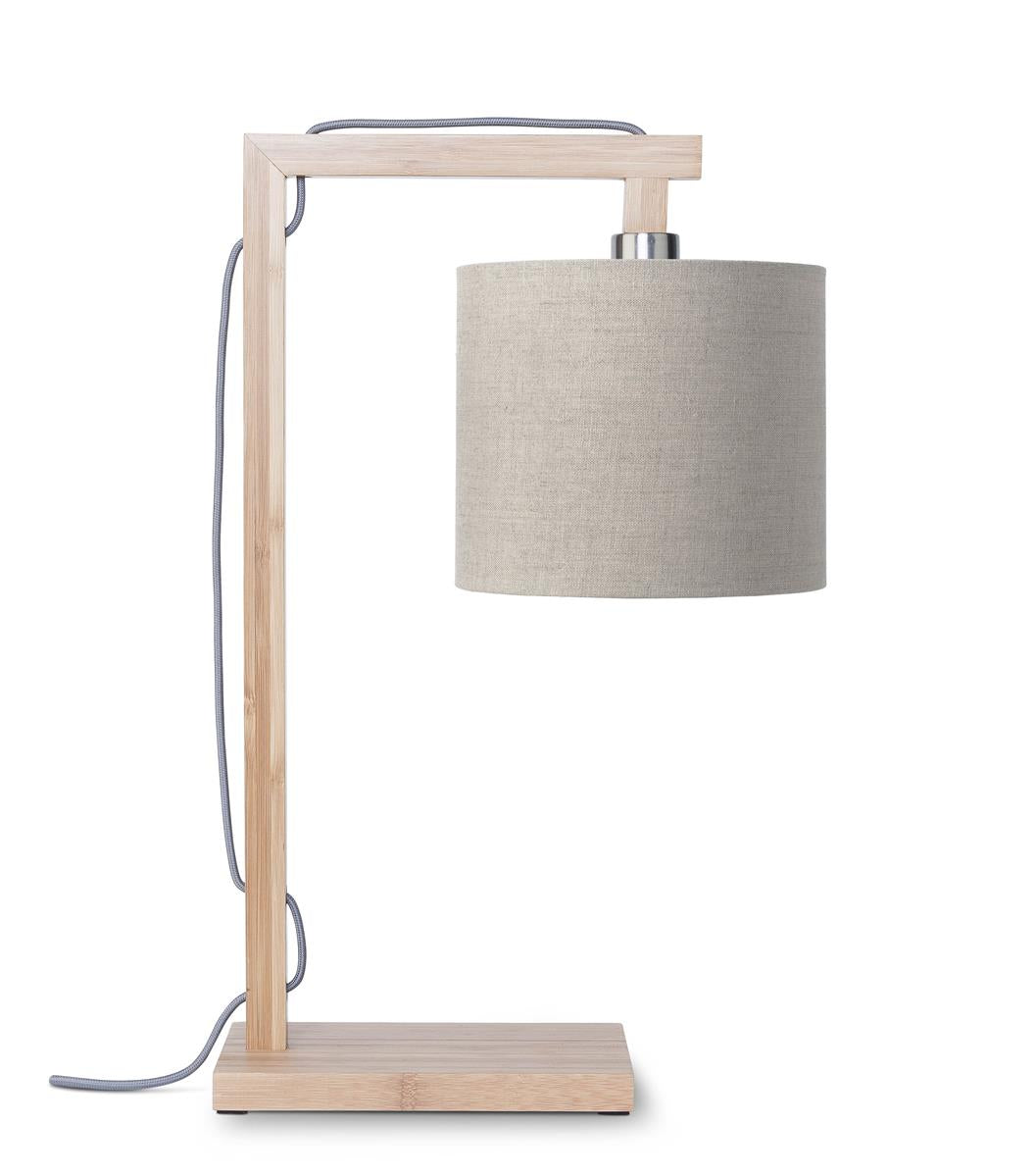 Good&Mojo I Tischleuchte I HIMALAYA I Farbe: dunkles Leinen I Schirm: Ø18 x 15