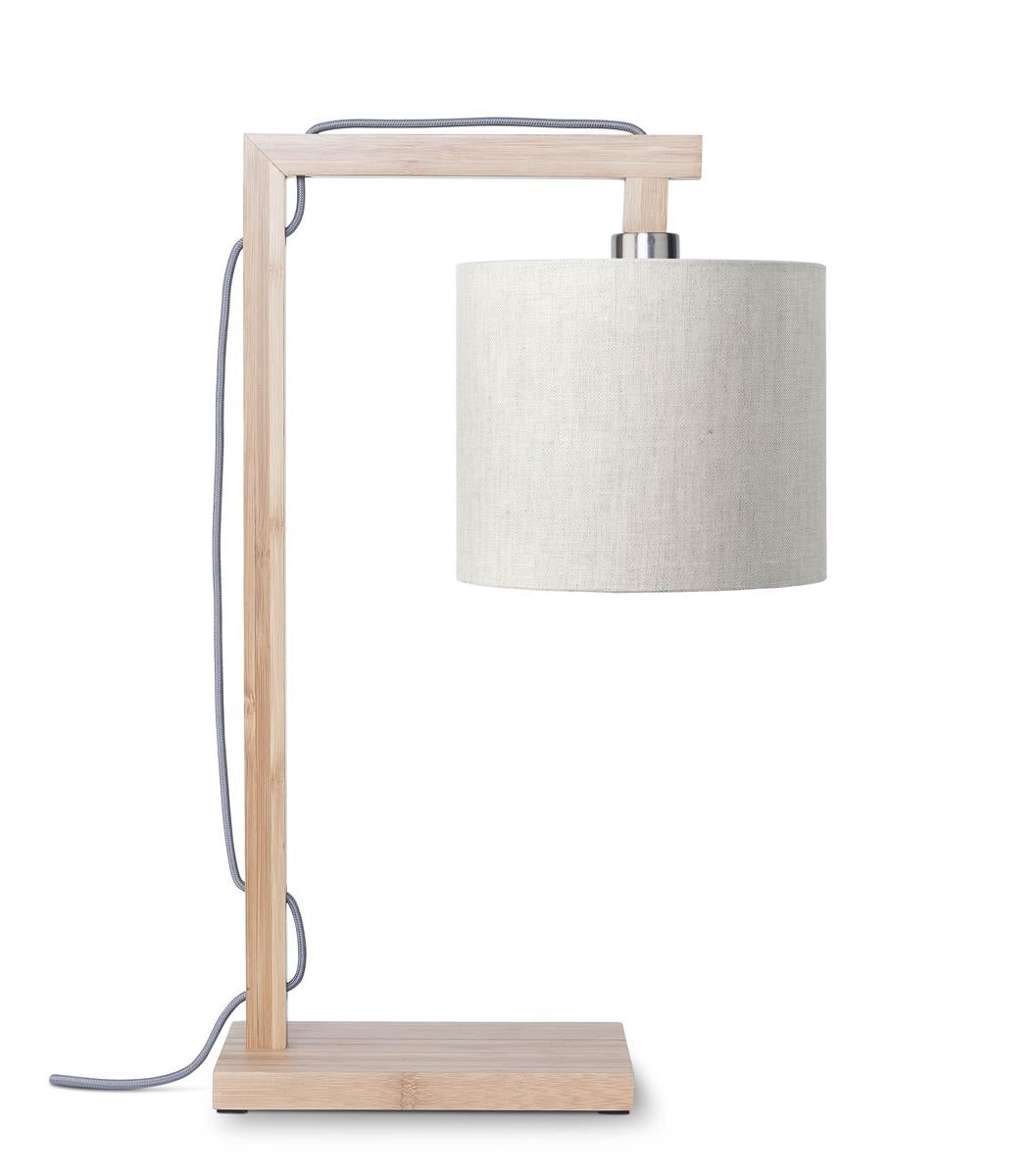 Good&Mojo I Tischleuchte I HIMALAYA I Farbe: helles Leinen I Schirm: Ø18 x 15