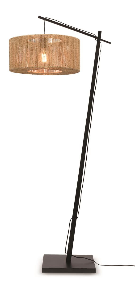 Good&Mojo I Stehleuchte I IGUAZU I Farbe: Natur/Schwarz I Schirm: Ø50 x 22