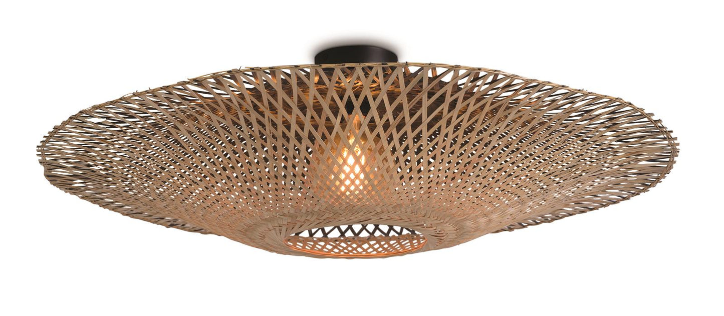 Good&Mojo I Deckenleuchte I KALIMANTAN I Farbe: Natur/Schwarz I Schirm: Ø87 x 20
