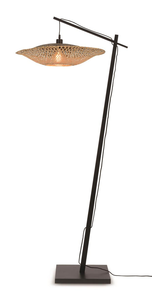 Good&Mojo I Stehleuchte I KALIMANTAN I Farbe: Natur/Schwarz I Schirm: Ø60 x 15