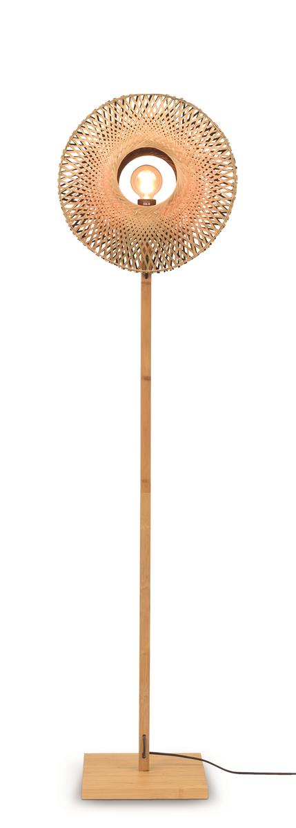 Good&Mojo I Stehleuchte I KALIMANTAN I Farbe: Natur/Schwarz I Schirm: Ø44 x 12