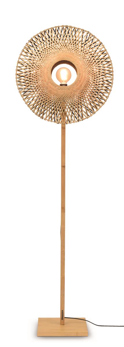 Good&Mojo I Stehleuchte I KALIMANTAN I Farbe: Natur/Schwarz I Schirm: Ø60 x 15