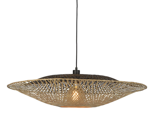 Good&Mojo I Hängeleuchte I KALIMANTAN I Farbe: Natur/Schwarz I Schirm: Ø87 x 20