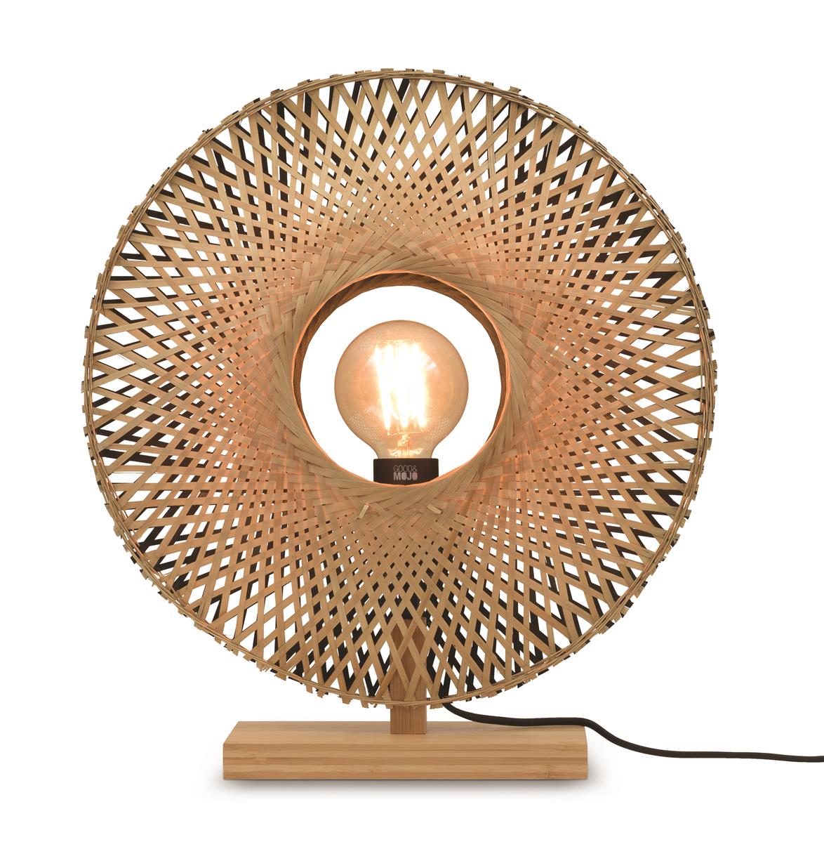 Good&Mojo I Tischleuchte I KALIMANTAN I Farbe: Natur/Schwarz I Schirm: Ø44 x 12