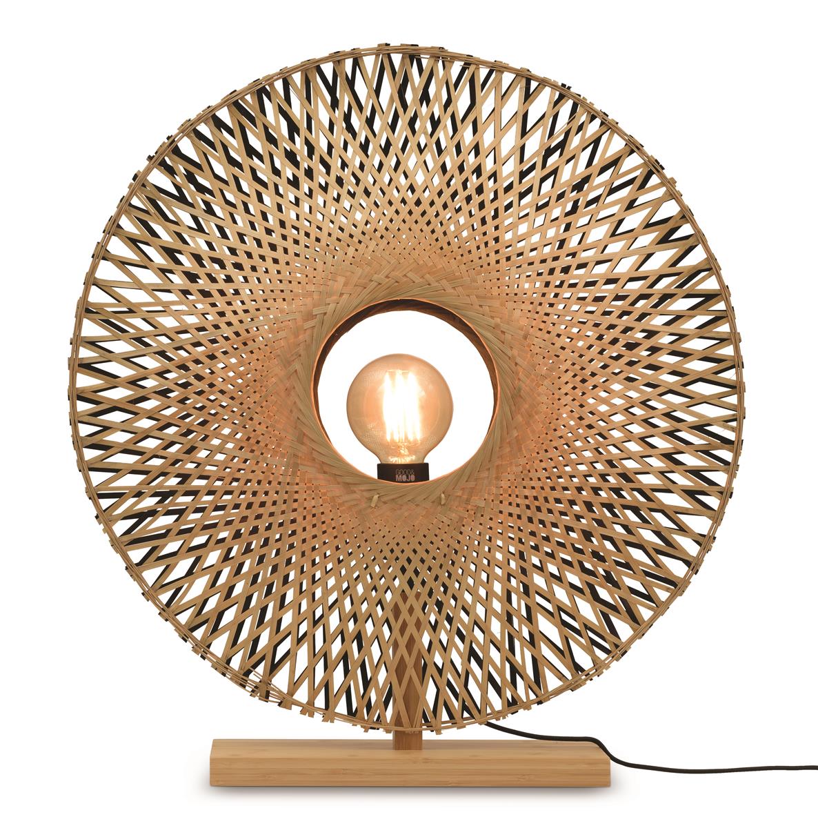 Good&Mojo I Tischleuchte I KALIMANTAN I Farbe: Natur/Schwarz I Schirm: Ø60 x 15