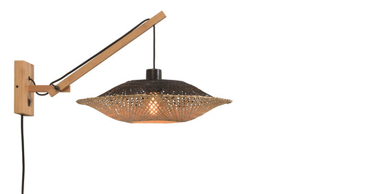 Good&Mojo I Wandleuchte I KALIMANTAN I Farbe: Natur/Schwarz I Schirm: Ø44 x 12