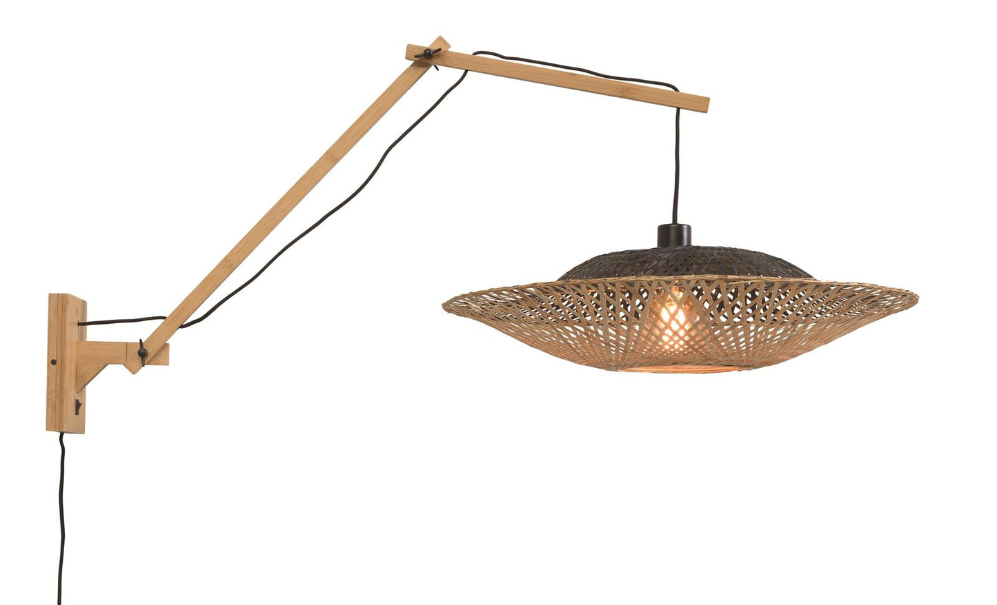 Good&Mojo I Wandleuchte I KALIMANTAN I Farbe: Natur/Schwarz I Schirm: Ø60 x 15