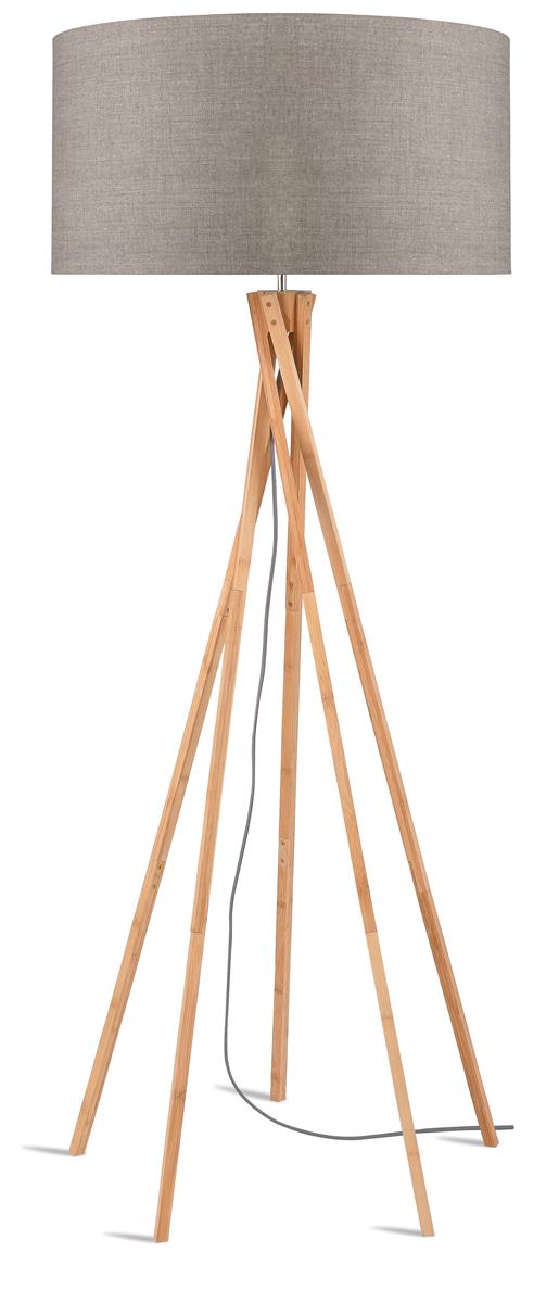 Good&Mojo I Stehleuchte I KILIMANJARO I Farbe: dunkles Leinen I Schirm: Ø60 x 30