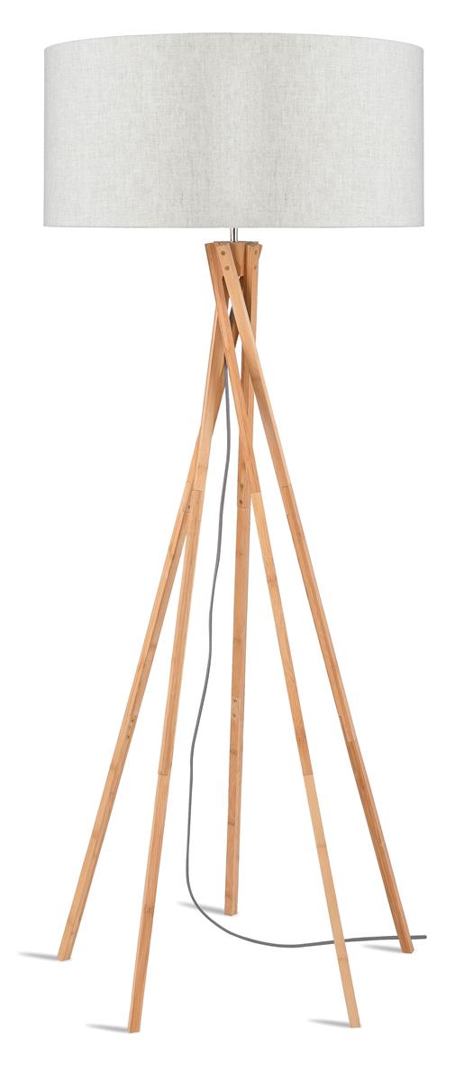 Good&Mojo I Stehleuchte I KILIMANJARO I Farbe: helles Leinen I Schirm: Ø60 x 30