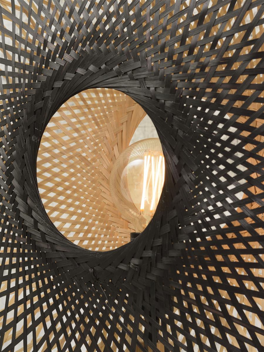 Good&Mojo I Tischleuchte I KALIMANTAN I Farbe: Natur/Schwarz I Schirm: Ø60 x 15