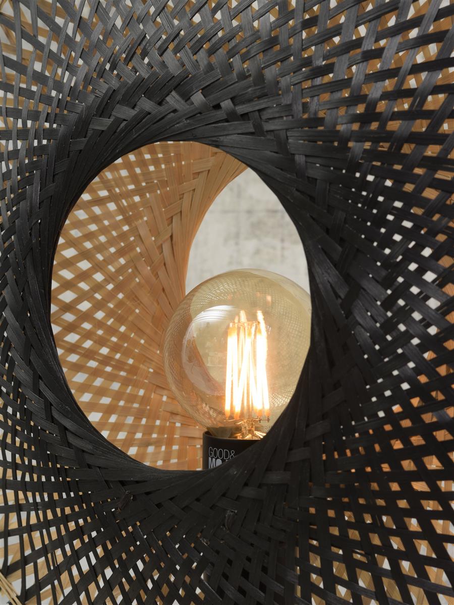 Good&Mojo I Tischleuchte I KALIMANTAN I Farbe: Natur/Schwarz I Schirm: Ø44 x 12