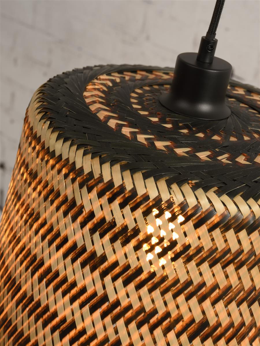 Good&Mojo I Hängeleuchte I KALIMANTAN I Farbe: Natur/Schwarz I Schirm: Ø37 x 66